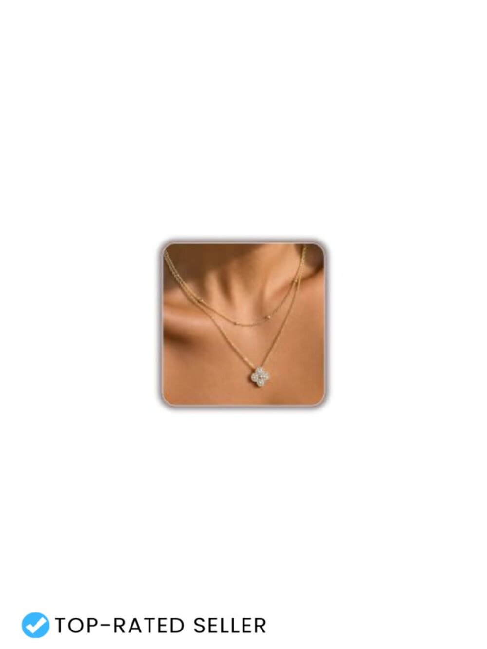 14K Gold Plated Clover Necklace CZ Four-Leaf Pendant Chain Women